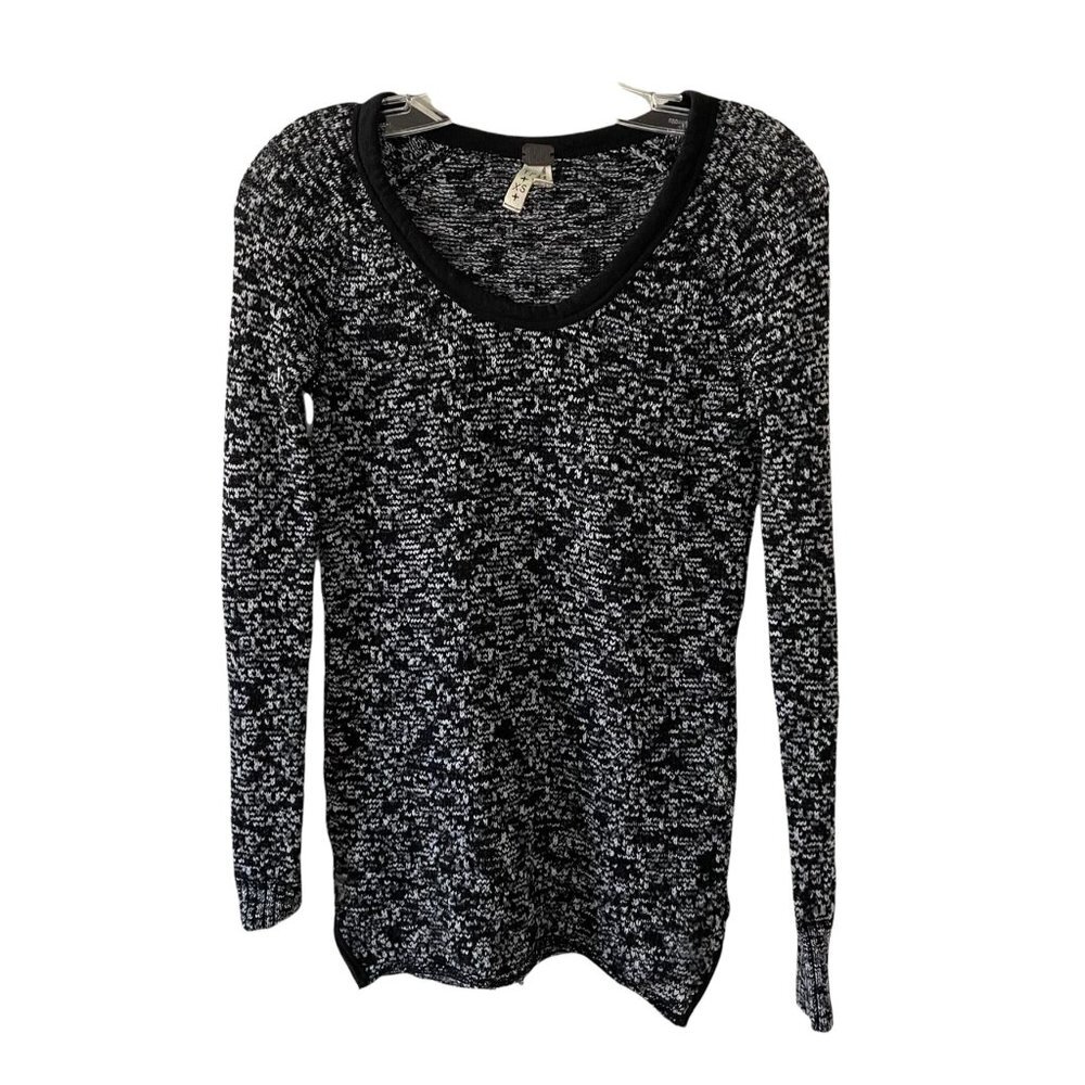 We the Free Free People Black Tweed Knitted Black White Shirt XS